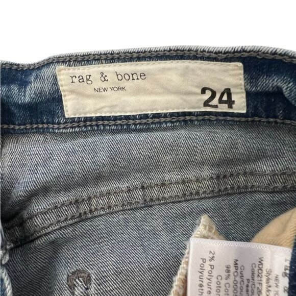 Rag & Bone Denim Jeans Nina High Rise Ankle Flare Pearl 24 Medium Wash Raw Hem - Picture 11 of 14
